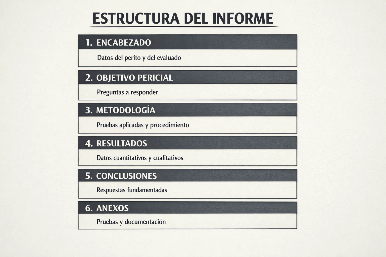 Estructura del informe pericial psicológico forense en Bilbao: metodología, resultados, conclusiones y anexos
